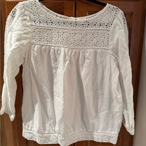 J. Crew White Eyelet Lace Women's Top